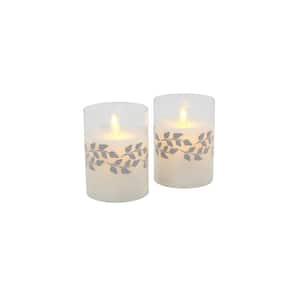 Silver Garland Battery Operated LED Glass Candles with Moving Flame (Set of 2)