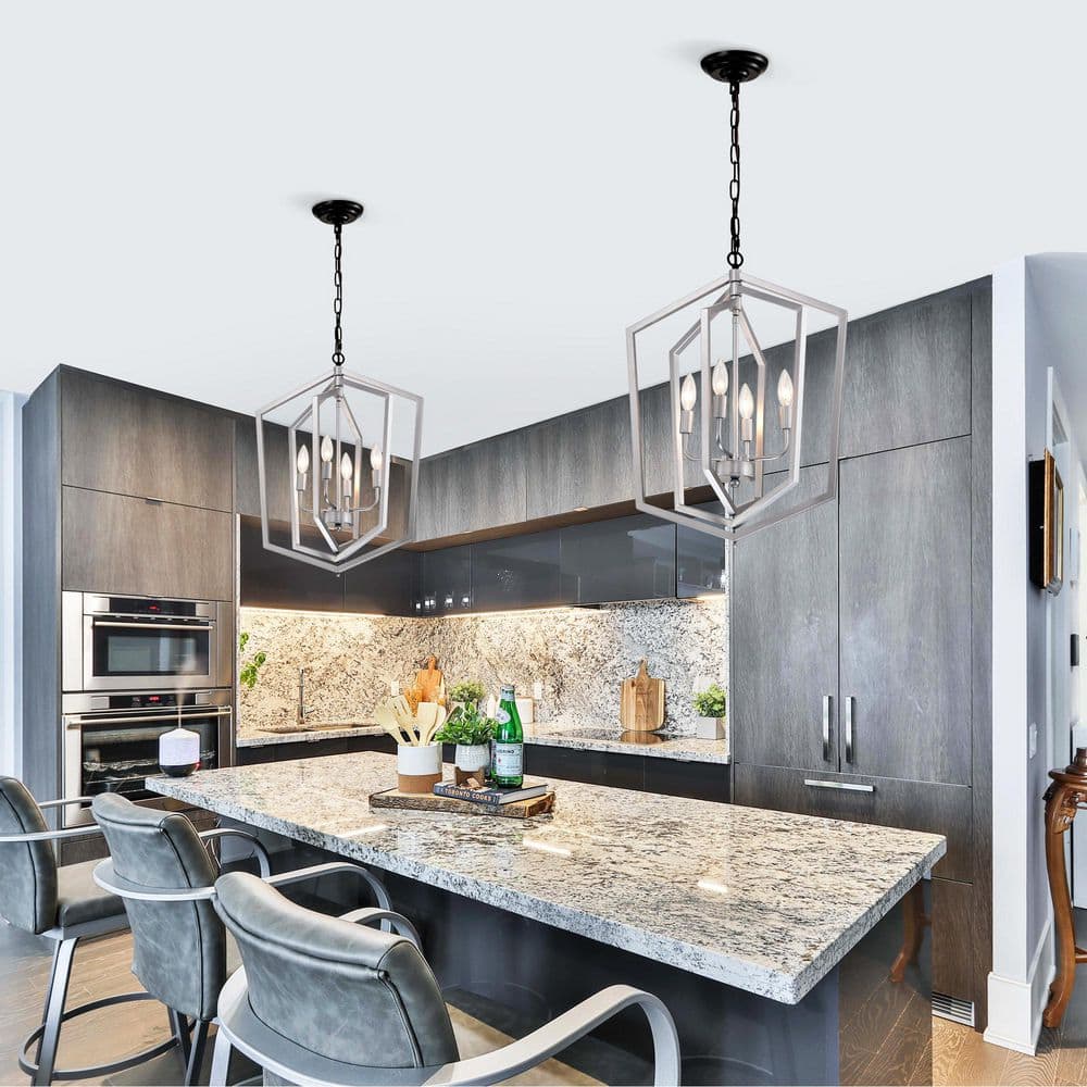 4-Light Matte Black Metal Farmhouse Adjustable Height Chandelier for Dining Room and Living Room with No Bulbs Included price history on PriceWatchPro