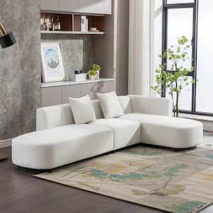110.2 in. W Beige Armless Chenille Modern Style L-shaped Sofa (5-Seats)