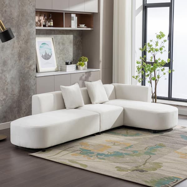 Harper & Bright Designs 110.2 in. W Beige Armless Chenille Modern Style L-shaped Sofa (5-Seats)
