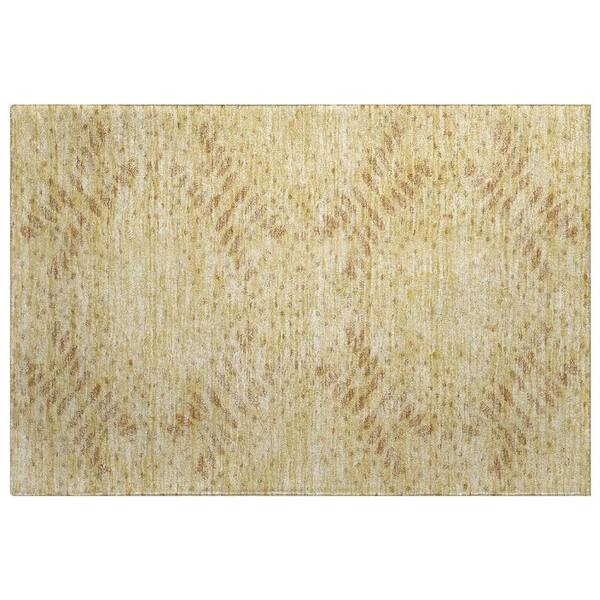 Dream Shag Premium Machine Washable Abstract ADS778 Gold 2 ft. x 3 ft. Accent Rug