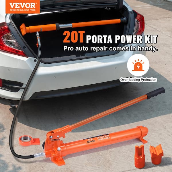 20 Ton Porta Power Hydraulic Jack Kit 44000 Lbs. Load Body Repair Tool with 4.6 ft. Oil Hose Carry Case for Automotive