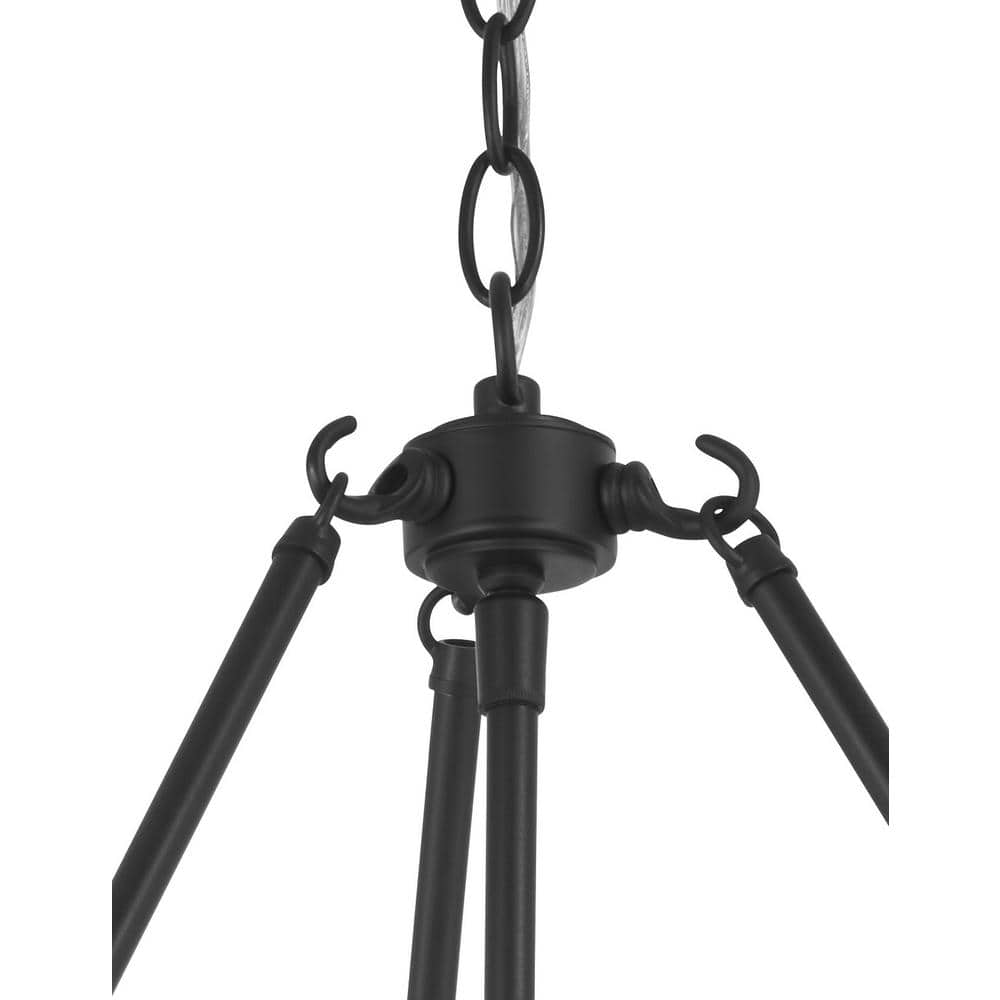 Coal Nickel Glass Drum 3-Light Pendant