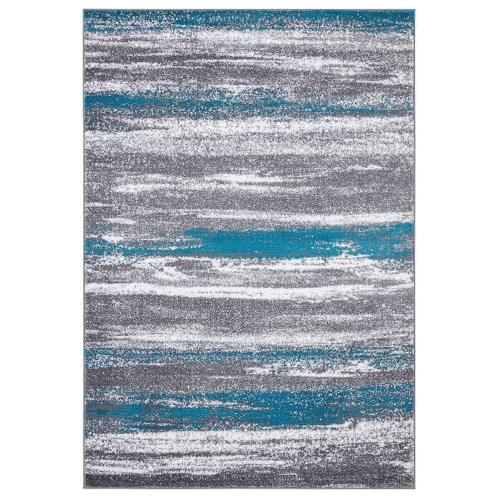 Dark Blue Polypropylene 6 ft. 5 in. x 9 ft. Abstract Indoor Area Rug