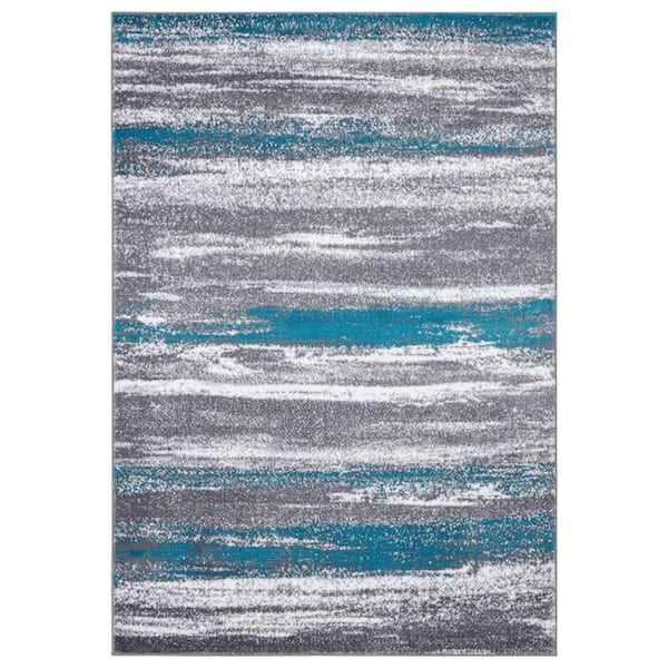 Unbranded Dark Blue Polypropylene 6 ft. 5 in. x 9 ft. Abstract Indoor Area Rug