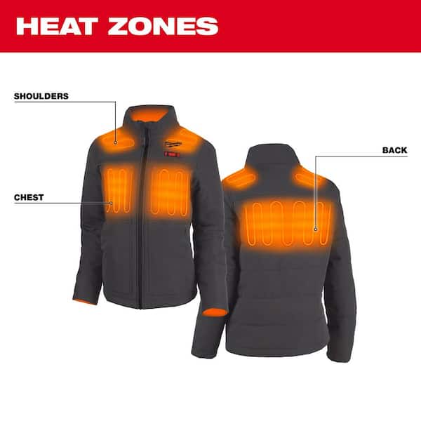 Women's Medium M12 12V Lithium-Ion Cordless AXIS Gray Heated Jacket with (1) 3.0 Ah Battery and Charger