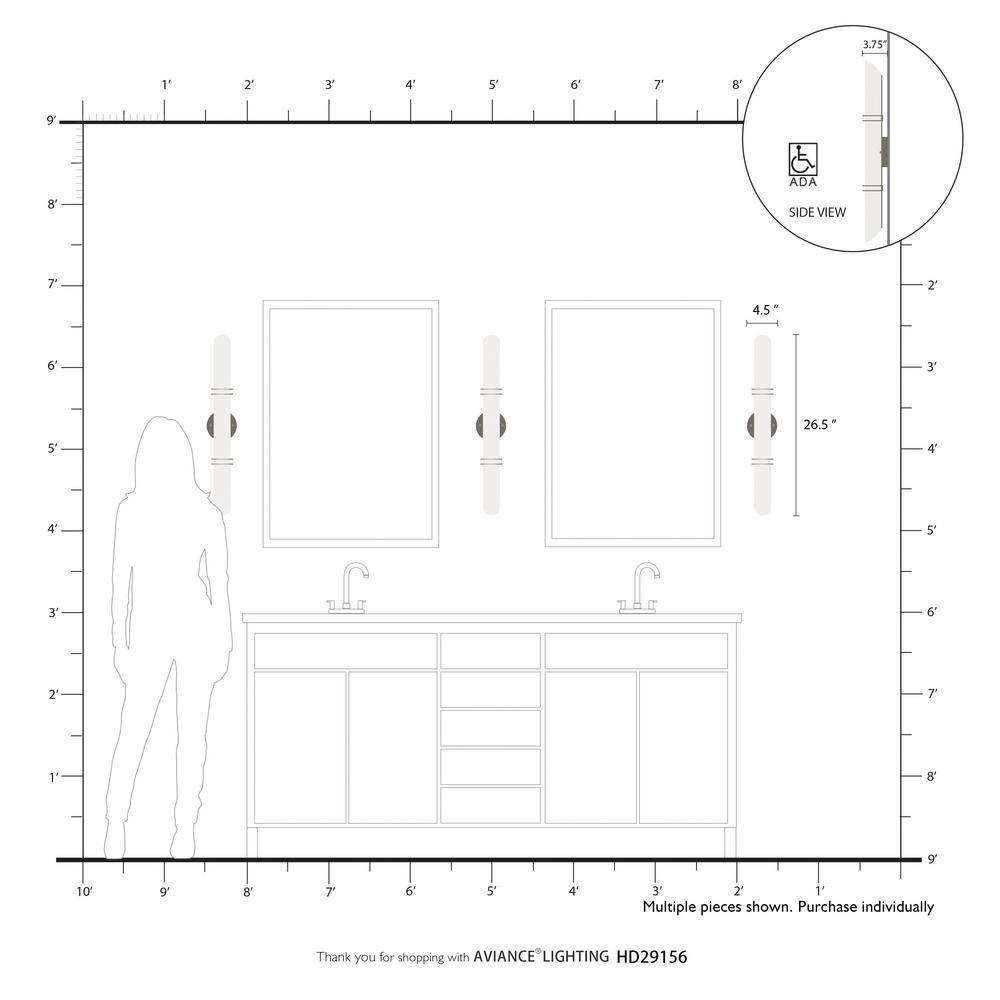 Sleek Brushed Nickel 4-Light Bath Vanity with Satin Opal White Glass