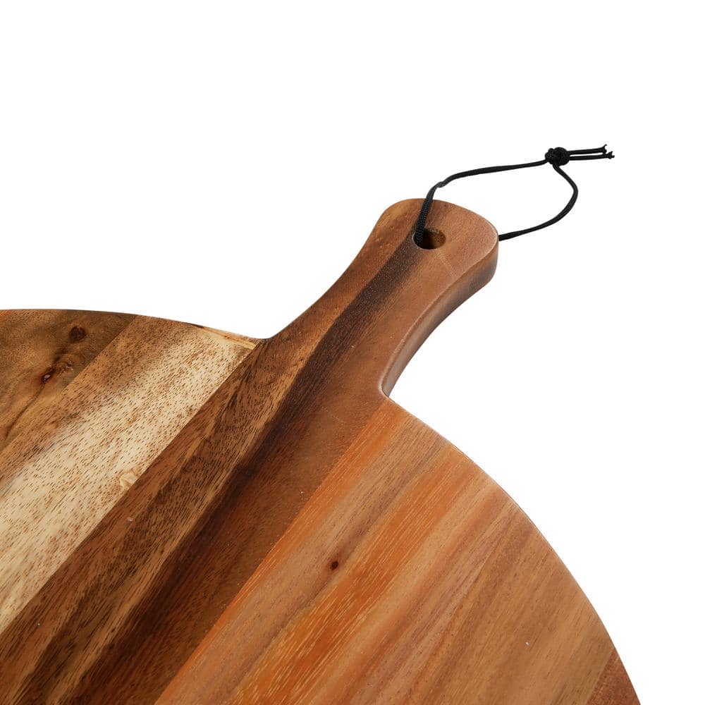 Large Round Natural Suar Wood Cutting Board with Handle