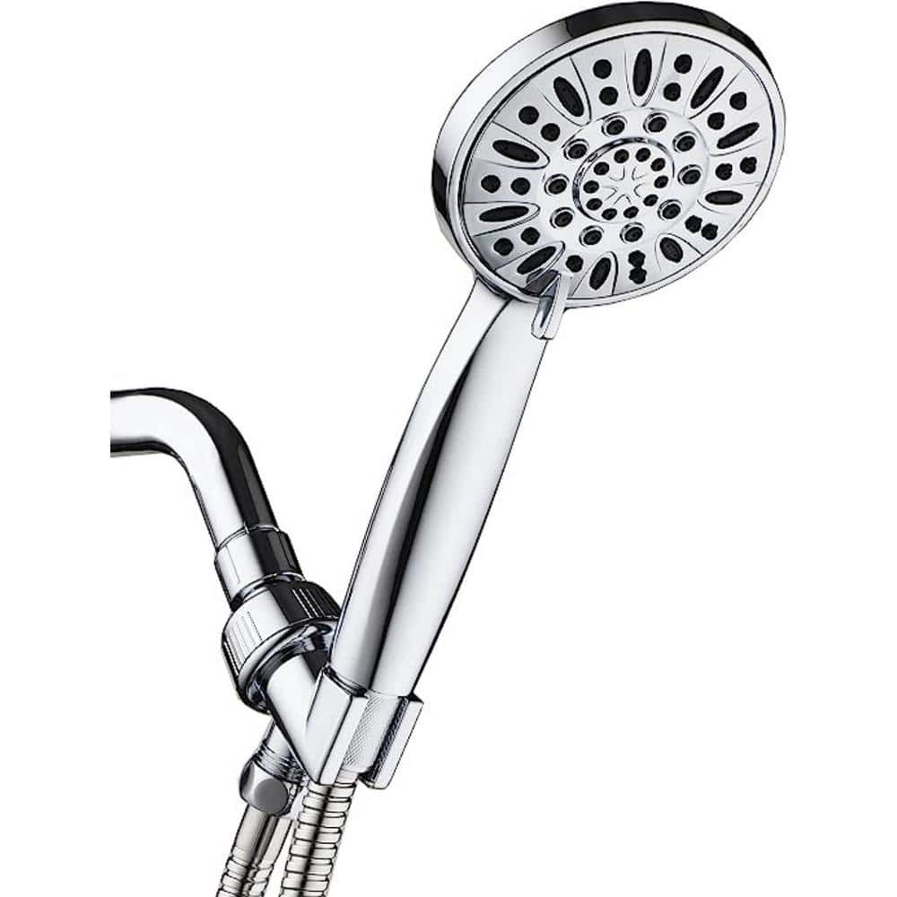 High Pressure Chrome Handheld Shower Head – 6 Settings With 5ft Hose