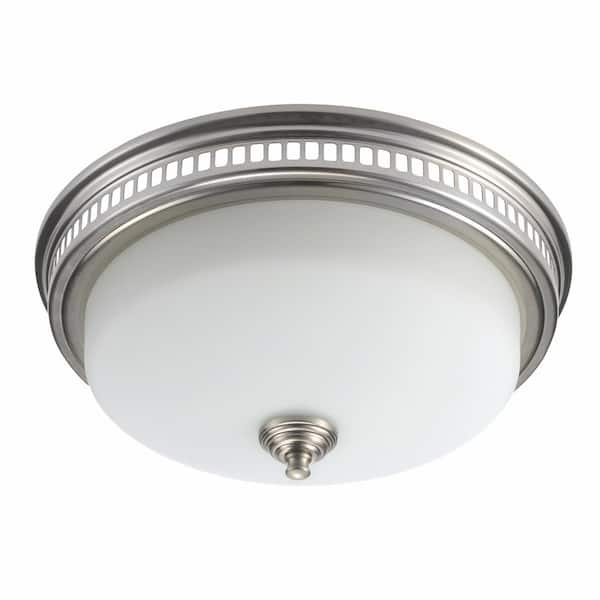 Lift Bridge Kitchen Bath Decorative Brushed Nickel 110 Cfm Ceiling Bathroom Exhaust Fan With Light And Glass Globe Drnd110bn The Home Depot - Ceiling Lights For Bathroom Home Depot