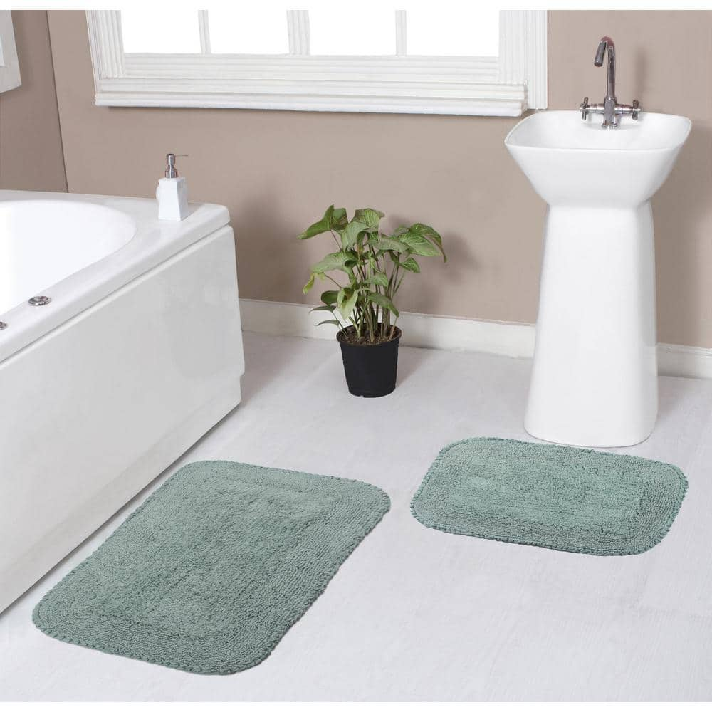 mDesign Bathroom Rug Set, Cotton, Water Absorbent Bath Mats, Set of 3 - Chocolate