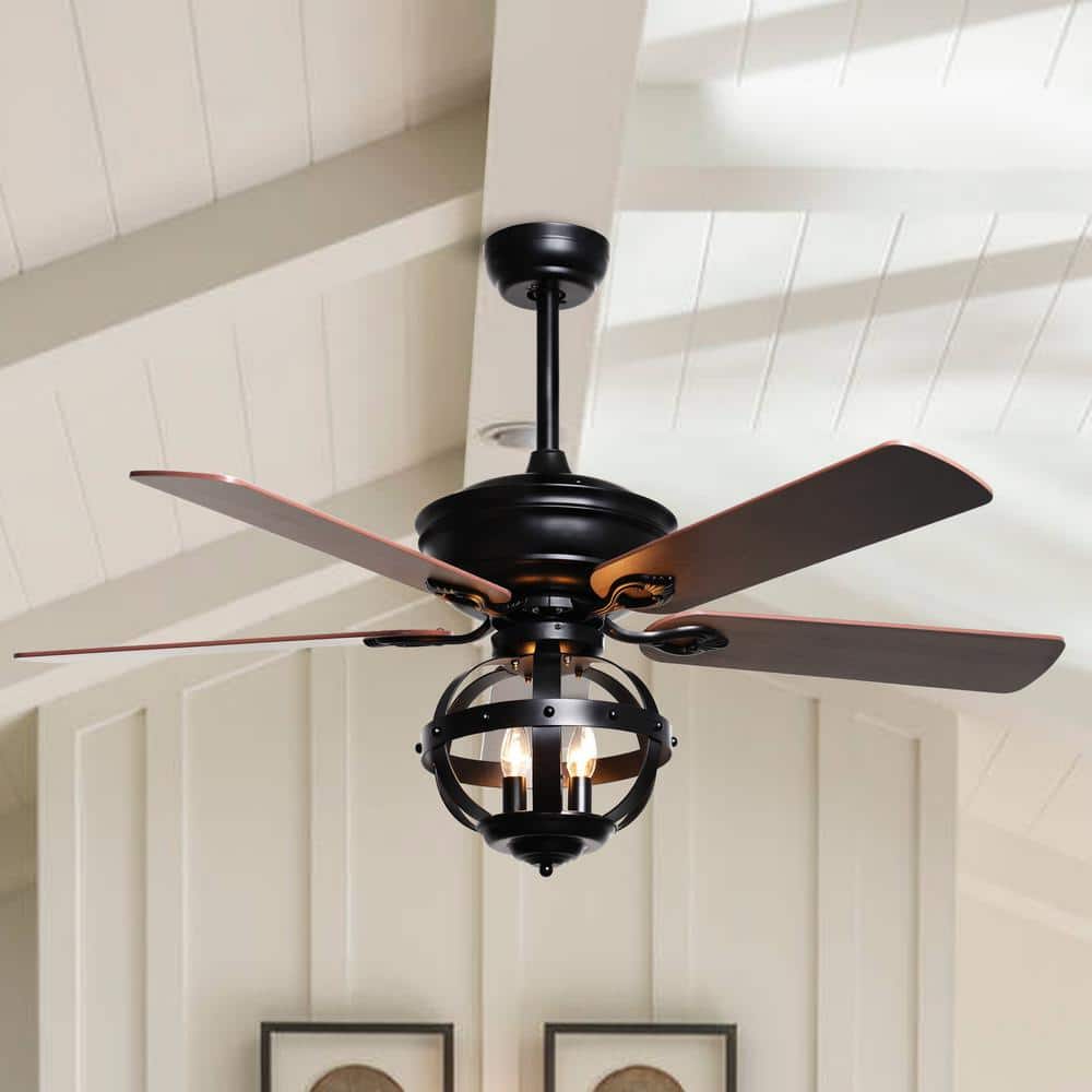 52 in. Indoor Matte Black Ceiling Fan with Light and Remote Control price history on PriceWatchPro
