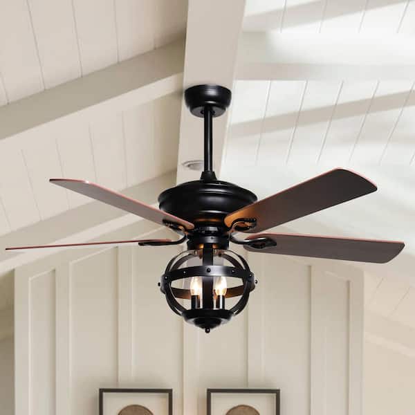matrix decor 52 in. Indoor Matte Black Ceiling Fan with Light and Remote Control
