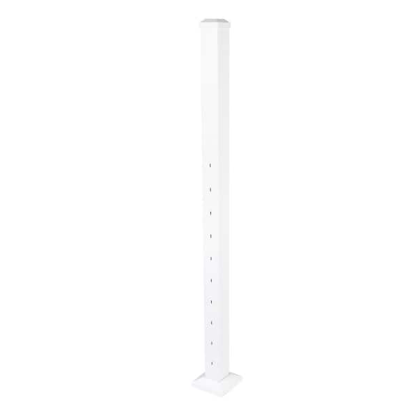 Cable Rail 2-1/2 in. x 2-1/2 in. x 49 in. Textured White Aluminum Stair Middle Post for Cable Railing System