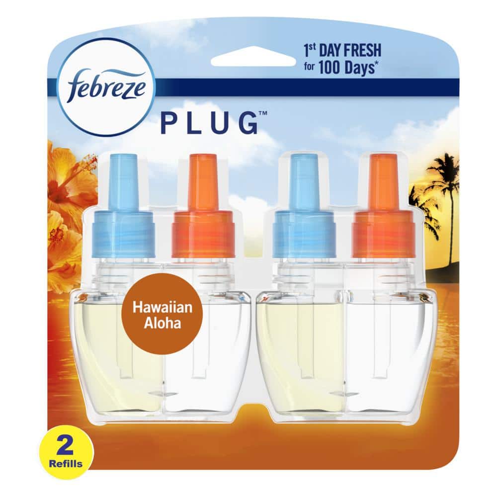 Febreze Noticeables 0.879 oz. Hawaiian Aloha Dual Scented Oil Plug-In Air  Freshener Refill (2-Pack) 003077209978 - The Home Depot