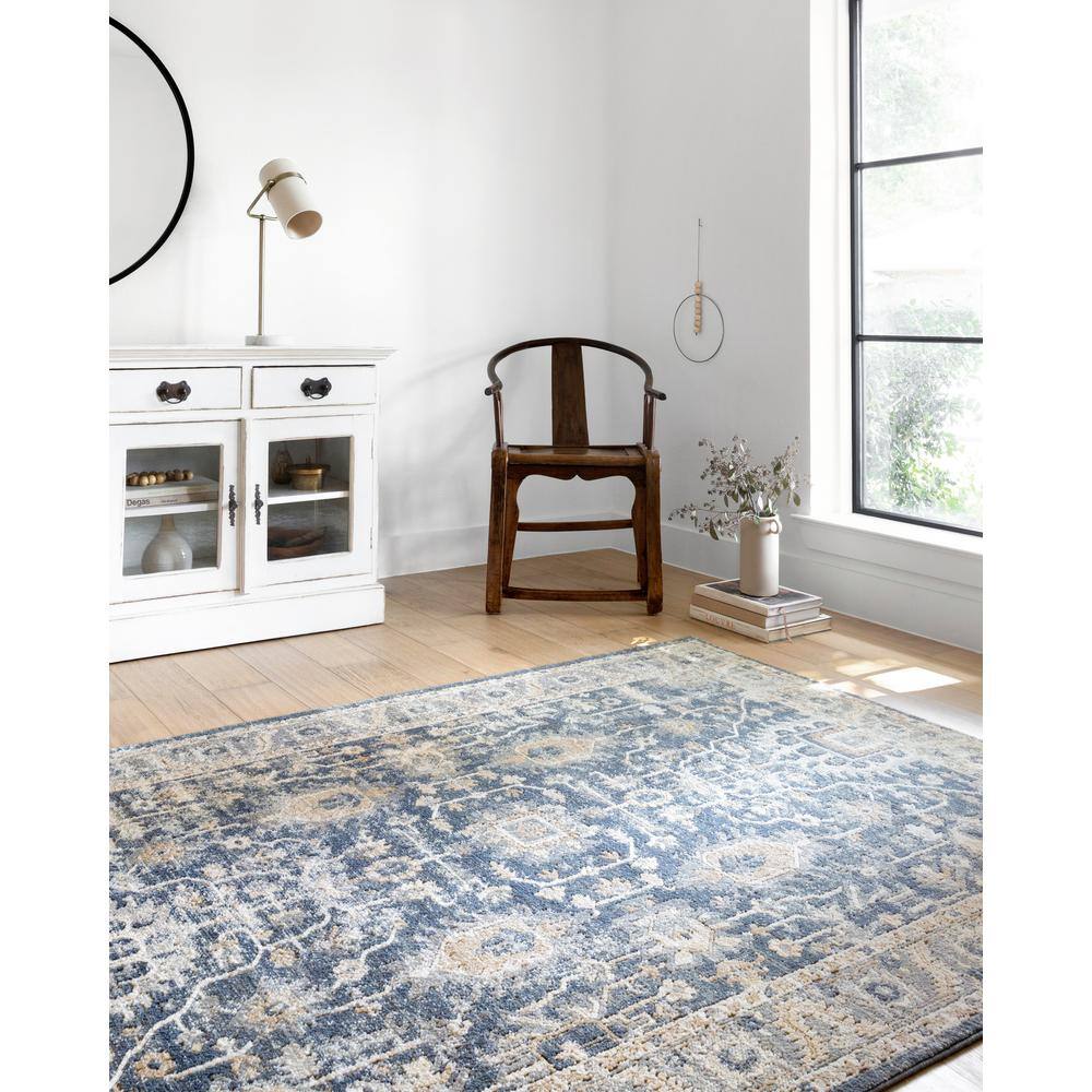 Teagan Denim and Pebble Synthetic Runner Rug