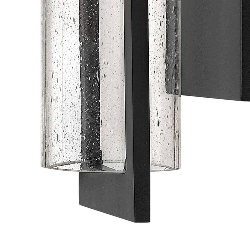 Sleek Black Outdoor Wall Sconce with Clear Seedy Glass