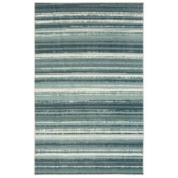 Mohawk Home Boho Stripe Blue 2 ft. 6 in. x 3 ft. 10 in. Machine Washable Area Rug