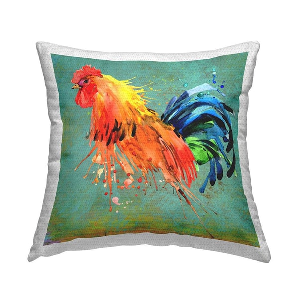 Stupell Industries Modern Rooster Urban Abstract Multi-Color Square Outdoor Throw Pillow