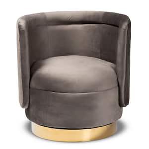 Saffi Grey and Gold Fabric Accent Chair