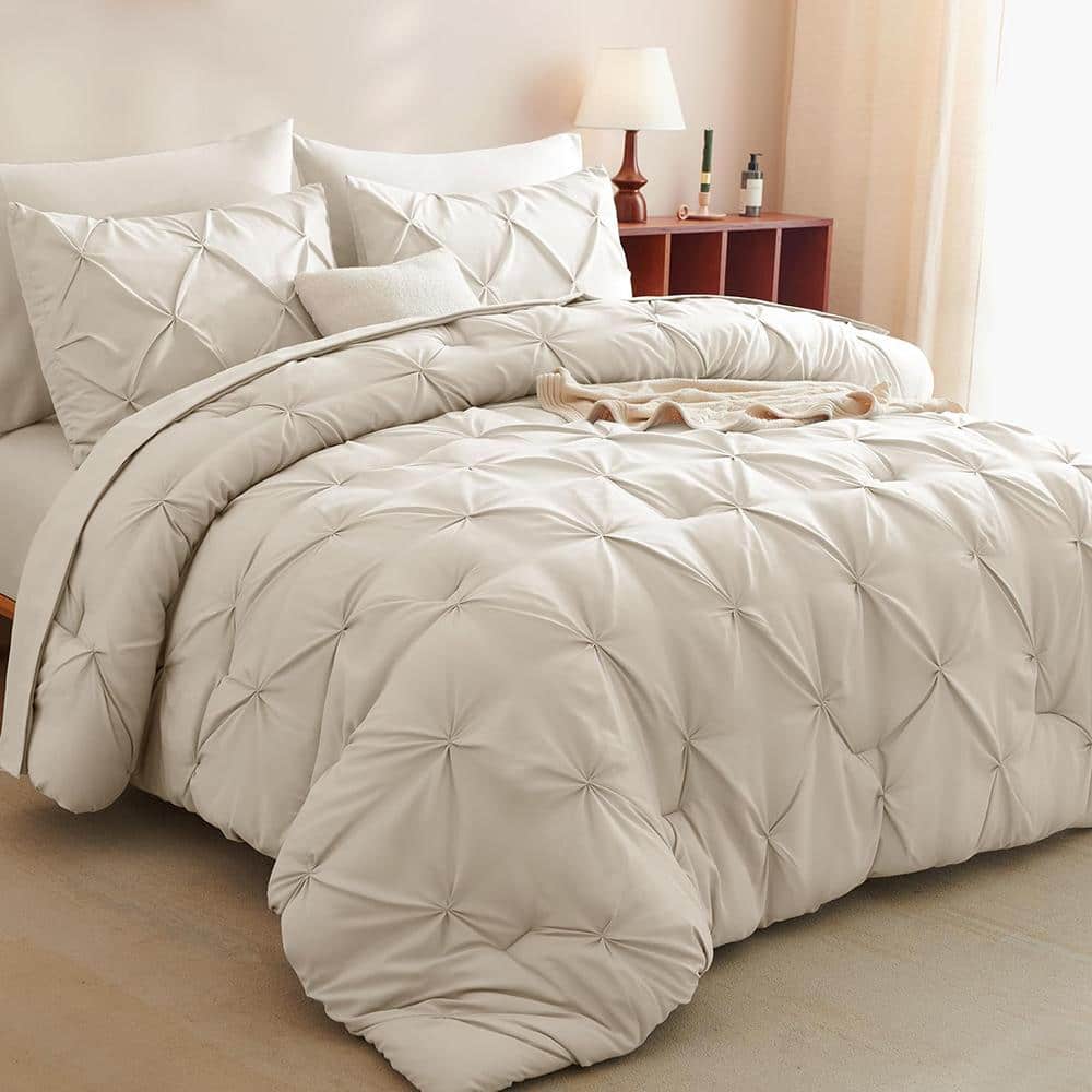 Beige Geometric Patterns Polyester Full Comforter Set with Sheets 7 Pieces price history on PriceWatchPro