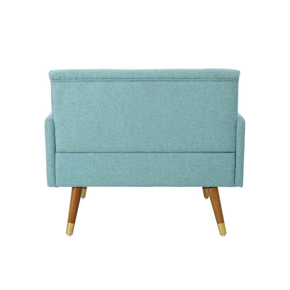 38.25" Blue Handcrafted Mid-Century Upholstered Club Chair