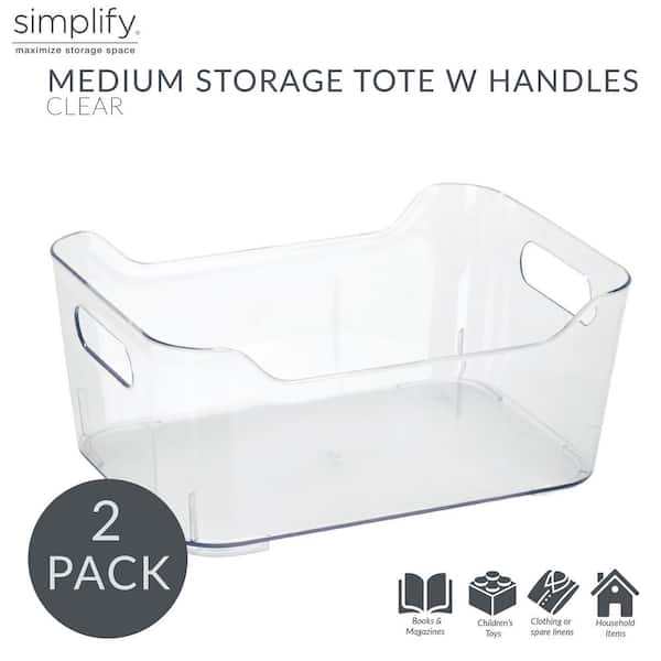 SIMPLIFY 11.4 in. L x 6.5 in. W x 4.5 in. H 2 Pack Slide 2 Stack It Small  Storage Tote Baskets Closet Drawer Organizer in White 25934-WHITE - The  Home Depot