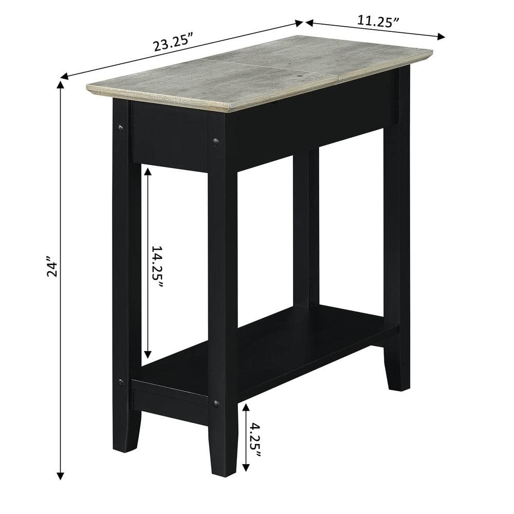 Heritage Flip Top 23" Faux Birch End Table with Charging Station