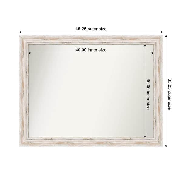 Amanti Art Alexandria Whitewash 45.25 in. x 35.25 in. Custom Non-Beveled Wood Framed Bathroom Vanity Wall Mirror
