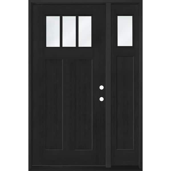 Regency 53 in. x 80 in. 1/4 TopL 3SDL Clear Glass LHIS Onyx Fir Fiberglass Prehung Front Door w/14 in.-1/4Top SL 4-9/16