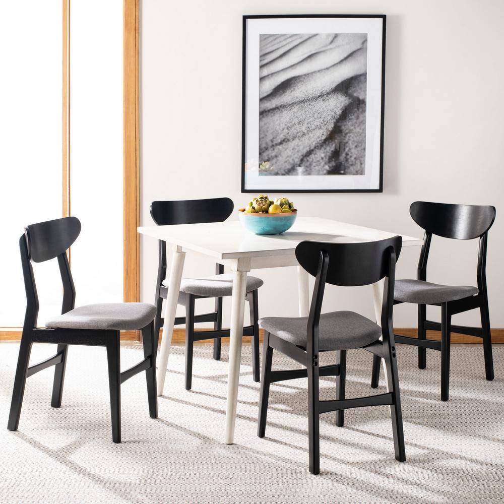 Lucca Black Wood Side Chair with Grey Cushion