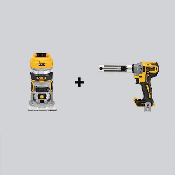 DEWALT 20V MAX XR Cordless Brushless Compact Fixed Base Router and 20V MAX XR Cordless Brushless Cable Stripper (Tools-Only)