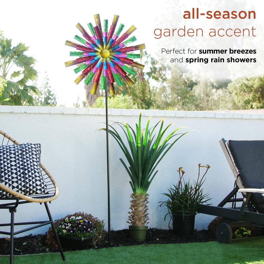81" Multicolor Iron Prismatic Flower Wind Spinner