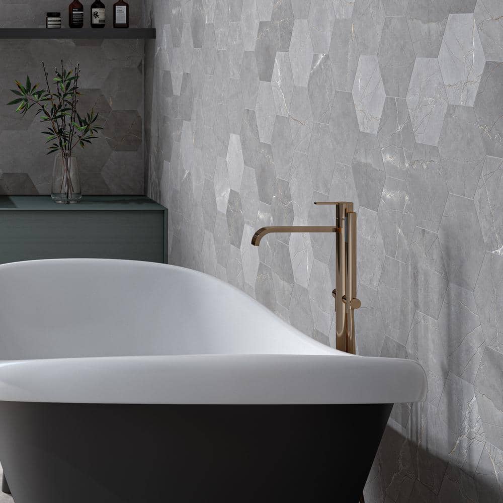 Elegance Gray Hexagon Porcelain Wall & Floor Tile 7.7" x 8.9"
