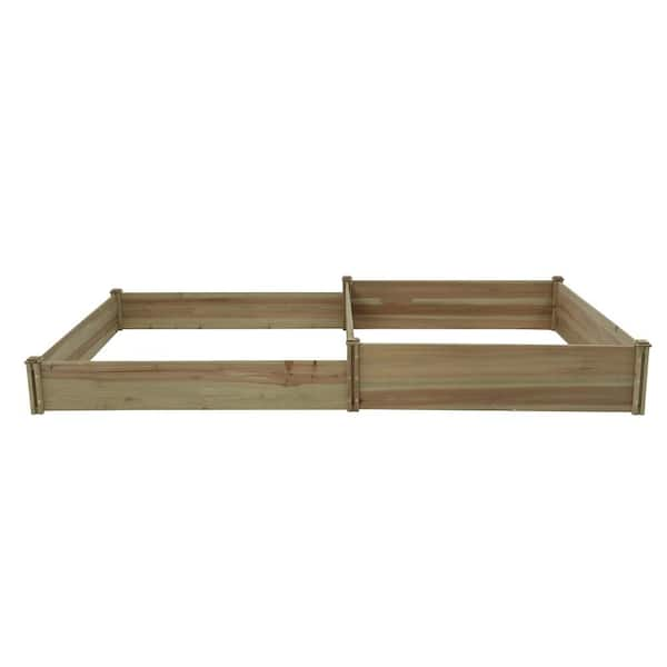 LuxenHome Natural Wood Fir 2-Section Raised Garden Bed WHPL1262 - The ...