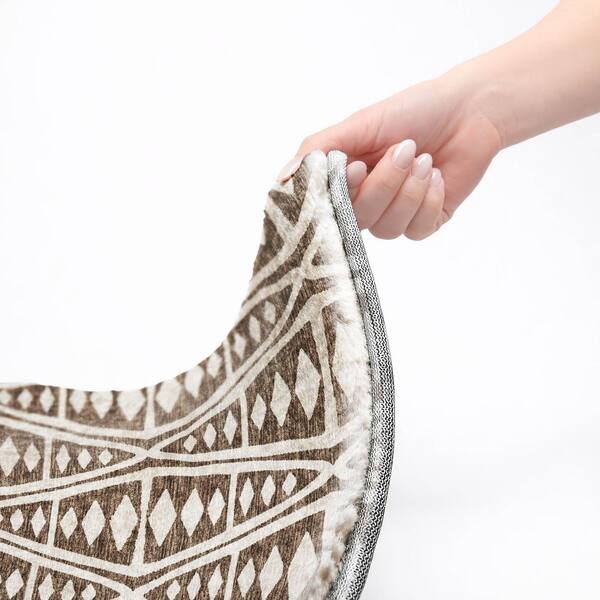 Dream Shag Premium Machine Washable Abstract ADS112 Brown 9 ft. x 12 ft. Area Rug