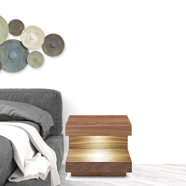 HomeRoots Valerie 1 -Drawer Walnut Nightstand [ 20 in. H X 16 in. W X 16 in. D ]