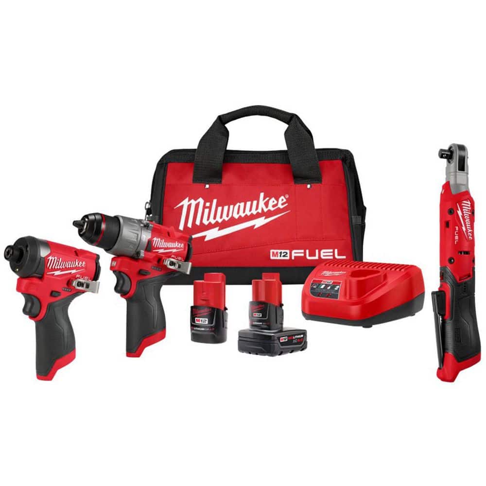 M12 FUEL 12-Volt Lithium-Ion Brushless Cordless Hammer Drill and Impact Driver Combo Kit and 3/8 in. Ratchet (3-Tool) price history on PriceWatchPro