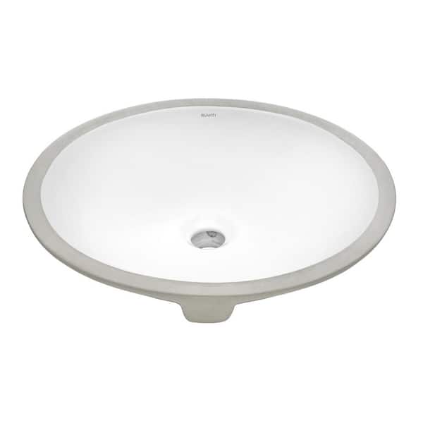 Ruvati 16 in. x 13 in. Oval Undermount Vanity Bathroom Porcelain Ceramic with Overflow in White