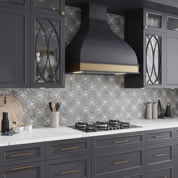 Siena Grey 5.35 in. x 5.35 in. Matte Ceramic Cross-Shaped Deco Wall and Floor Tile (5.37 sq. ft./case) (27-pack)