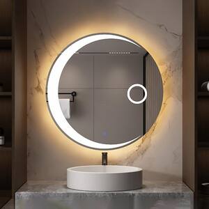 23.6 in. W x 23.6 in. H Round Frameless with LED Light Anti-Fog Wall Mounted Bathroom Vanity Mirror