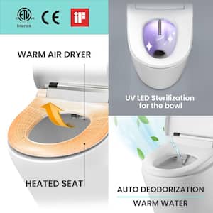 Stylement Electric Bidet Seat, Elongated Toilet in White, Remote, Deodorizer, Stainless Nozzle, UV LED, Made in Korea