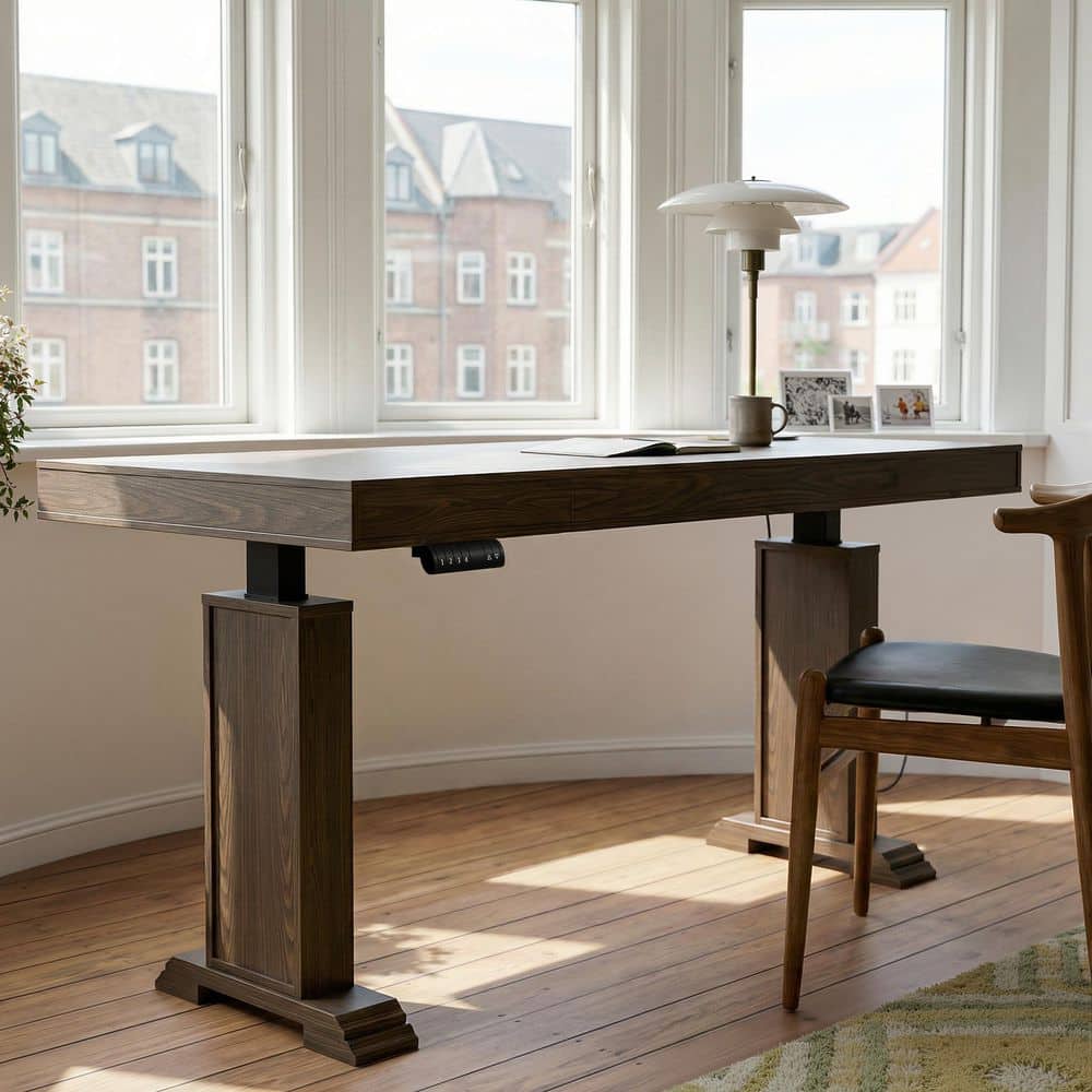 63 in. Rectangular Brown Engineered Wood Standing Desk with Height Adjustment, 4 Memory Presets and 110 lb. Capacity price history on PriceWatchPro