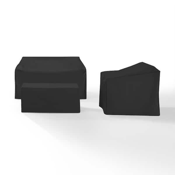 3Pc Black Outdoor Furniture Cover Set