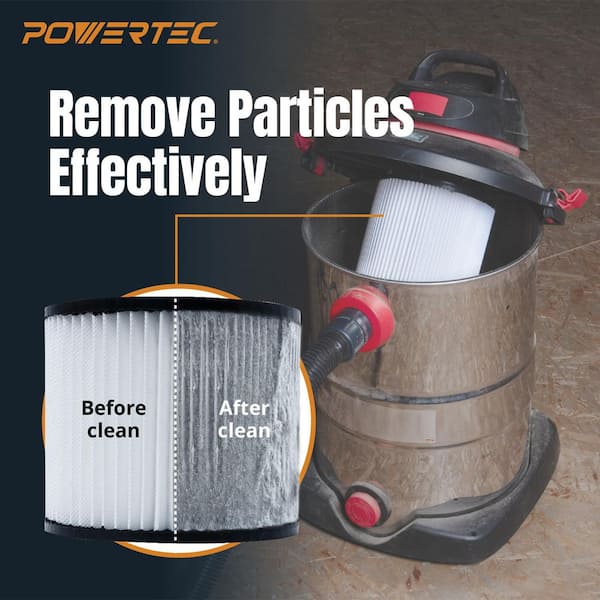 POWERTEC Wet Dry Vacuum Cartridge Filters Replacement for Most 4 POWERTEC Wet Dry Vacuum Cartridge Filters Replacement for Most 4