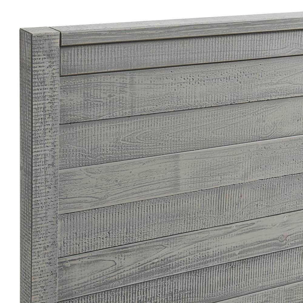Rustic Pine Wood Full Bed with Storage Drawer - Driftwood Gray