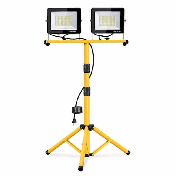 14000 Lumens LED Work Light with Stand, 2-Head Adjustable Tripod,Waterproof, 6500K Daylight,Indoor Outdoor Jobsite Light