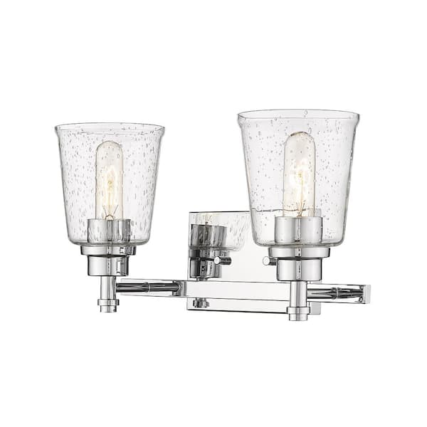 Unbranded Bohin 16 in. 2 Light Chrome Vanity Light with Glass Shade