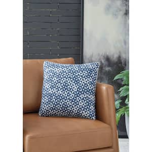Jaycott Next-Gen Nuvella Blue/White Geometric Stain Resistant Polyester 18 in. X 18 in. Throw Pillow (Set of 4)