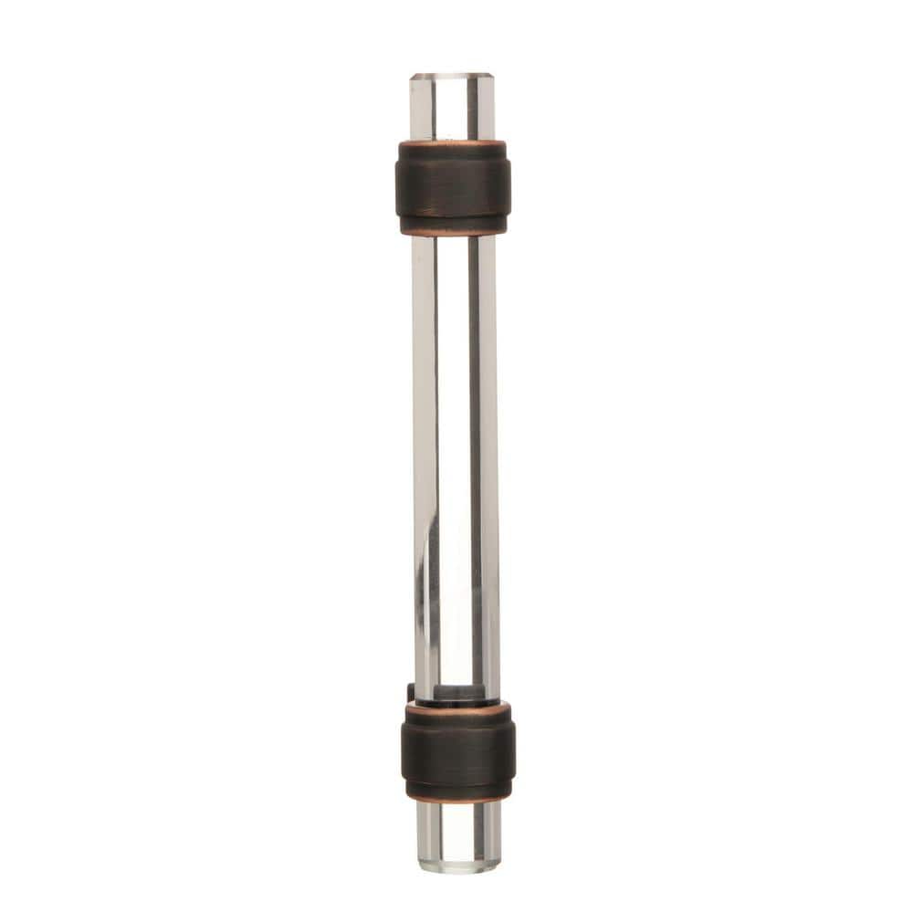 Clear and Oil-Rubbed Bronze 3-3/4" Cabinet Bar Pull